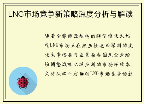 LNG市场竞争新策略深度分析与解读